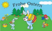 Flagge Fahne Ostern-Frohe Ostern 3 (Hase mit Osterei) Flagge 90x150 cm