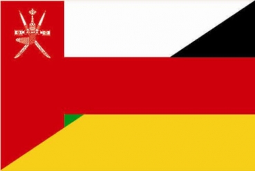 Tischflagge Oman-Deutschland Freundschaftsflagge 10x15cm mit Ständer Tischfahne Miniflagge