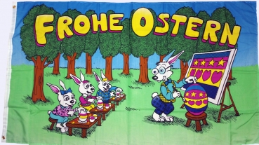 Flagge Fahne Ostern-Frohe Ostern Hasenschule Flagge 90x150 cm