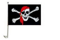 Autoflagge Pirat mit rotem Kopftuch