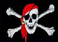 Boots / Motorradflagge Pirat mit rotem Kopftuch