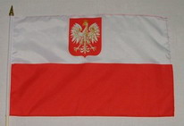 Stockflagge Polen mit Wappen