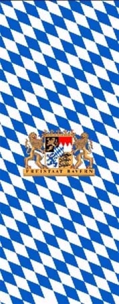 Bannerfahne Bayern Freistaat Staatswappen (Hochformat) mit Haken und Hohlsaum Flagge 120x300 cm Sturmflaggen