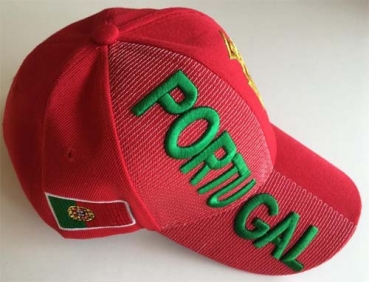 Baseballcap Portugal rot, grüne Schrift