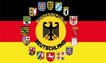 Deutschland 16 Bundesländer Flagge 60x90cm Premium Querformat