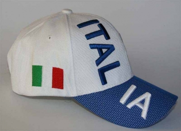 Basecap Italien Italia weiß blauer Schirm
