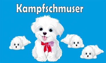 Tiere Kampfschmuser weißer Hund Flagge 60x90 cm Premium Querformat