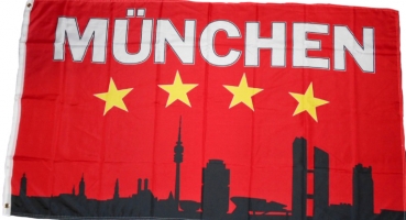 Flagge Fahne München Skyline Sterne Fanflagge 90x150 cm