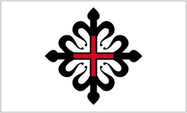 Tischflagge Orden von Montesa 10x15cm mit Ständer Tischfahne Miniflagge