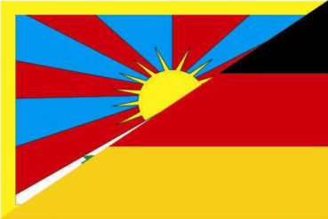 Tischflagge Tibet-Deutschland Freundschaftsflagge 10x15cm mit Ständer Tischfahne Miniflagge