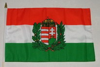Stockflagge Ungarn mit Wappen