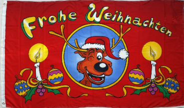 Flagge Fahne Weihnachten-Frohe Weihnachten Rentierkopf Flagge 90x150 cm