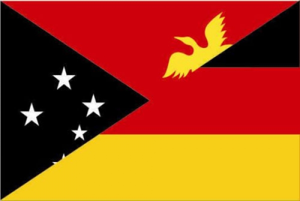 Tischflagge Papua-Neu Guinea- Deutschland Freundschaftsflagge 10x15cm mit Ständer Tischfahne Miniflagge